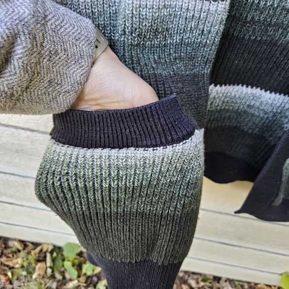 Gap long line green ombre stripe open front cardigan large - Picture 3 of 6